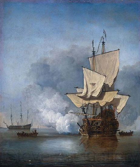 VELDE, Willem van de, the Younger The pendants The cannon shot and The gust in the collection of the Rijksmuseum Amsterdam Norge oil painting art